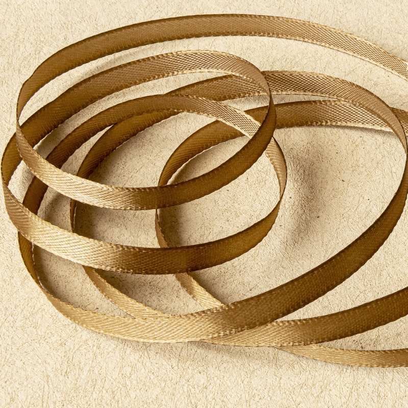 лента, атлас, цвет светло-коричневый, ширина 6 мм ленты