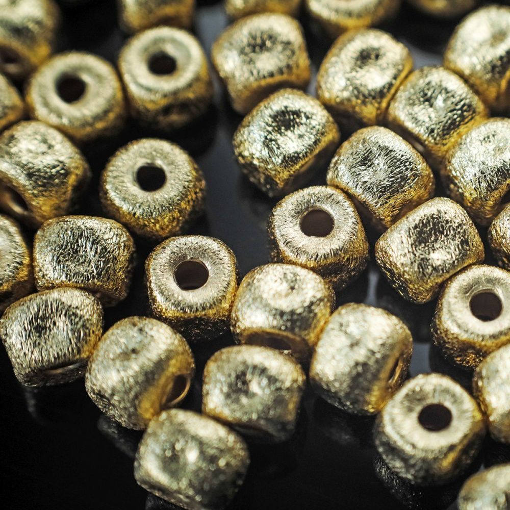бусина, металл "текстура", позолота, 5.5x4.5 мм