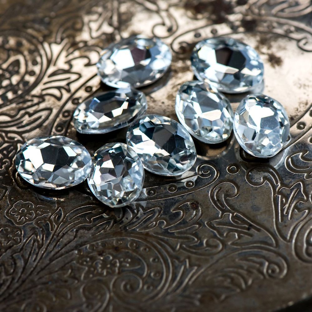кабошон стекло кристалл, овальный, цвет cristal, 18х13 мм