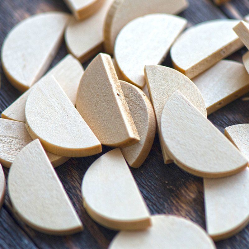 бусина дерево, полукруг, цвет натуральный, 30x15x5 мм