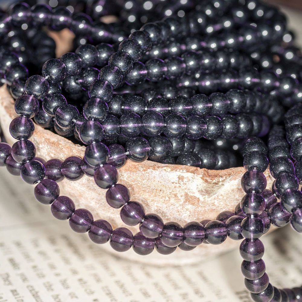 бусина, стекло 6, цвет фиолетовый, 6 мм