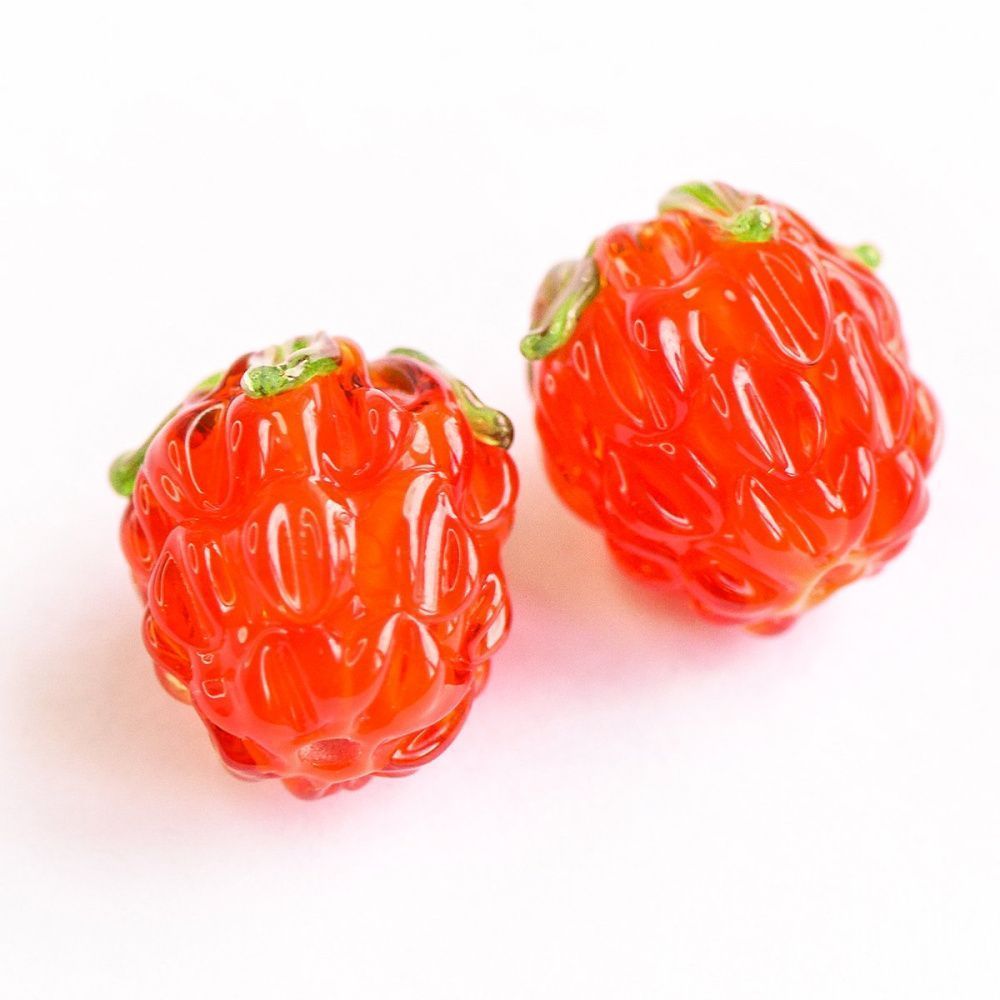 бусина, мурано "малинка", оранжевый, 15х12 мм