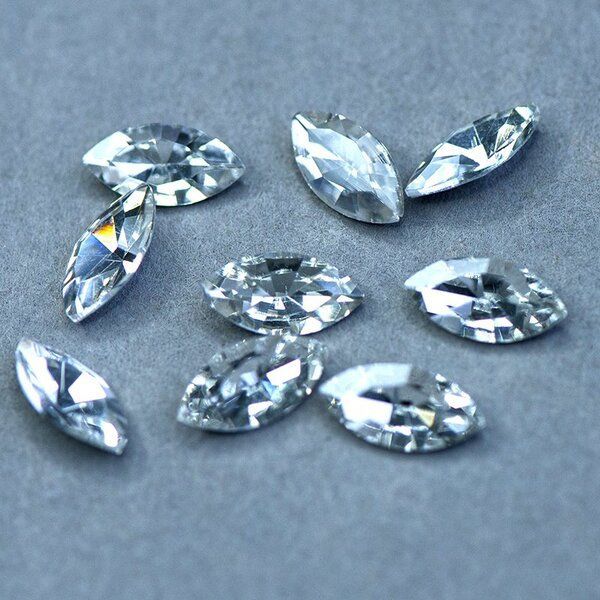 кабошон стекло кристалл, navette, цвет crystal, 12х6 мм