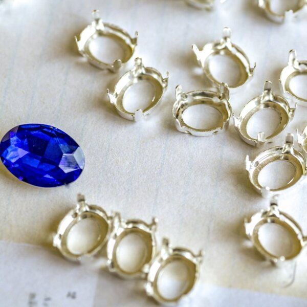 цапы для стразов овальные, открытые, серебро, 10х8 мм