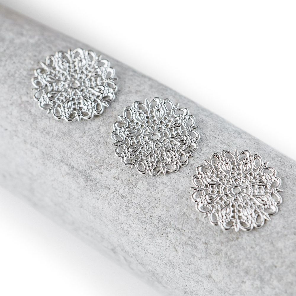 коннектор "филигрань салфетка", цвет серебро, 25х1х2 мм