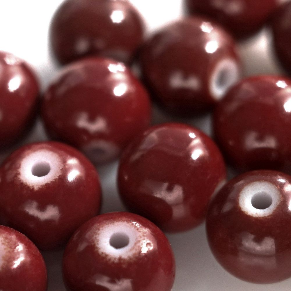бусина, стекло 8, окрашенная, цвет бордовый, 8 мм