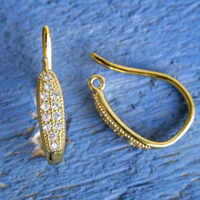 швензы "ванда", с цирконием, цвет золото, 15x9x3 мм 