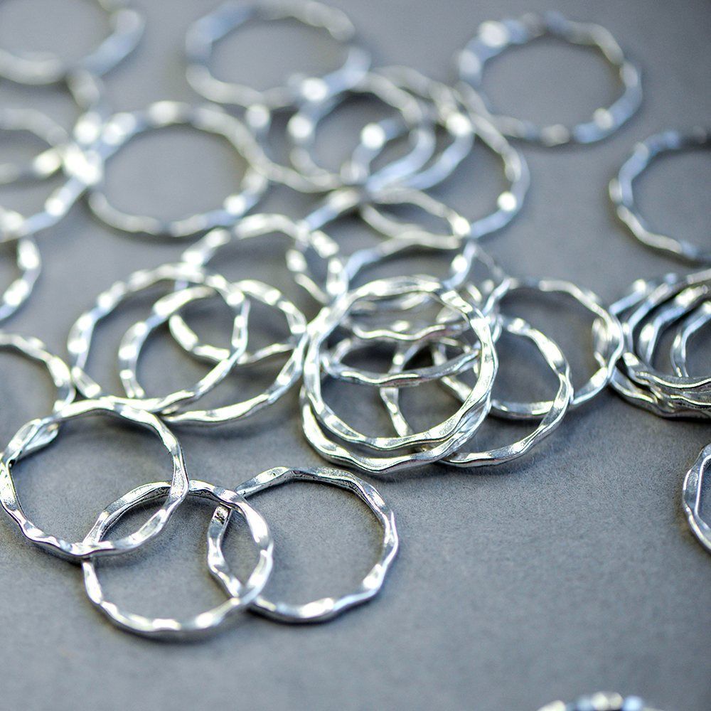 коннектор "кольцо №2", цвет античное серебро, 22x1.5 мм