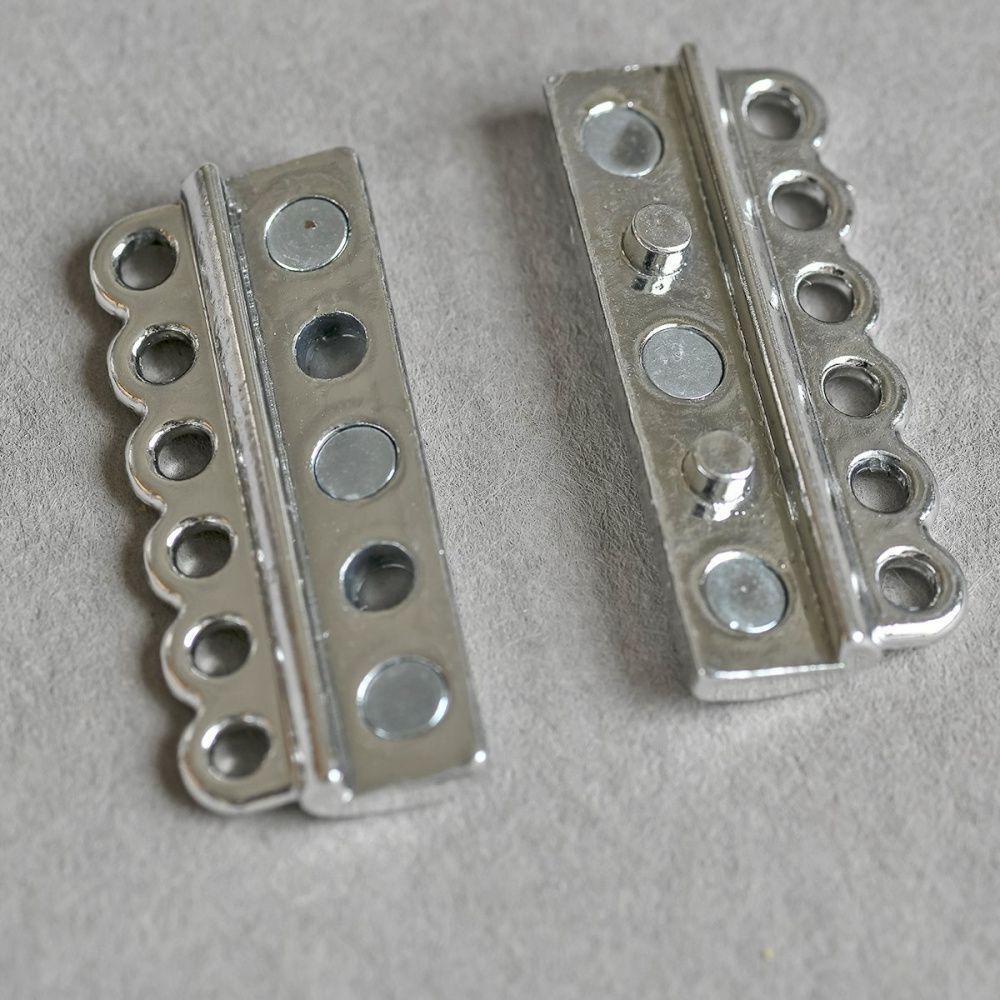 Замочки застежка магнитная "пенал", цвет платина, 34x21x6 мм