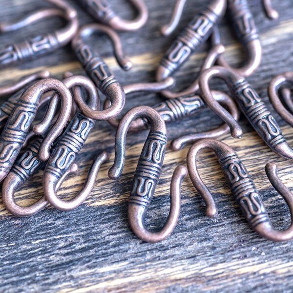 Замочки застежка "тибет", цвет красная медь, 22x6.5 мм