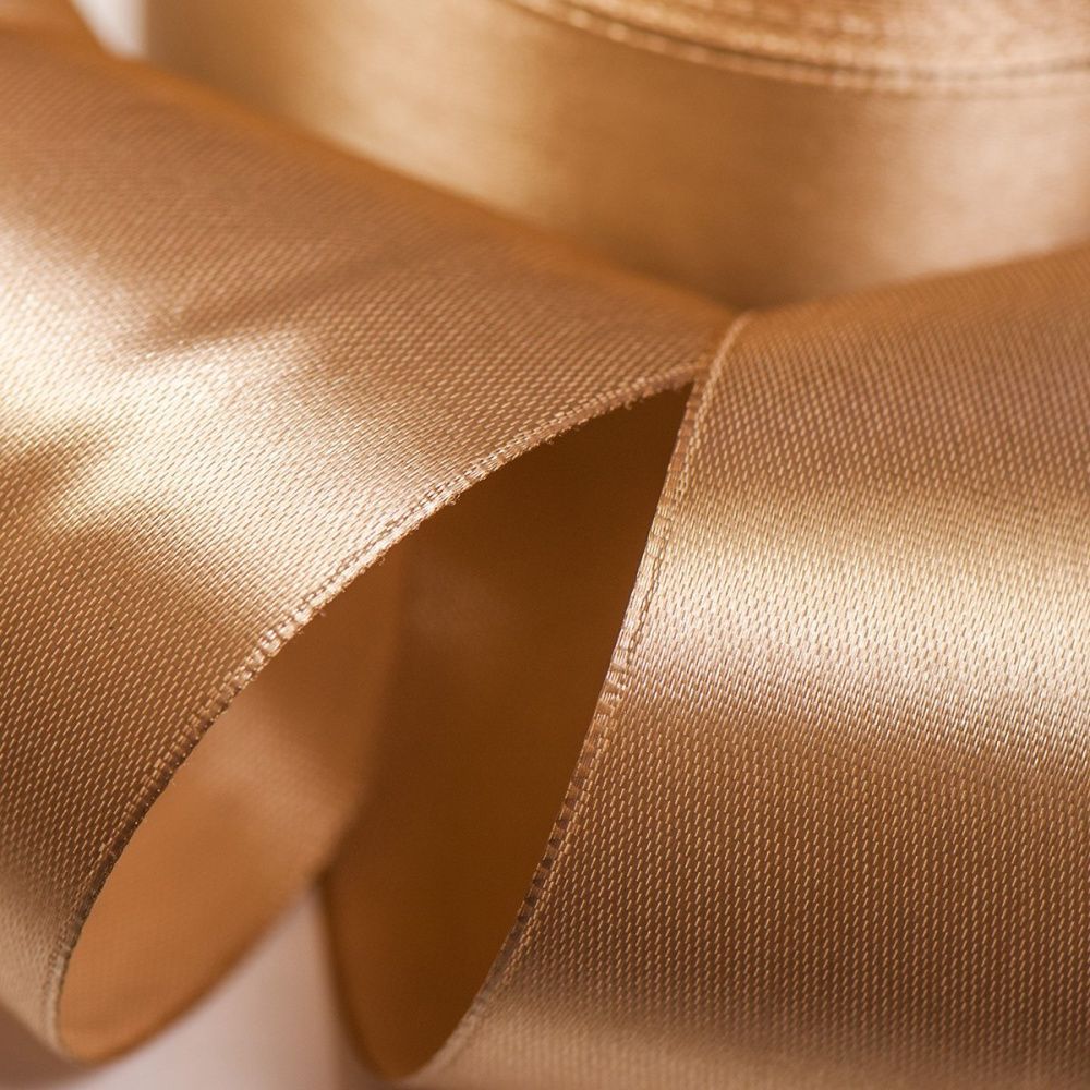 лента, атлас, цвет песочный насыщенный, ширина 50 мм ленты