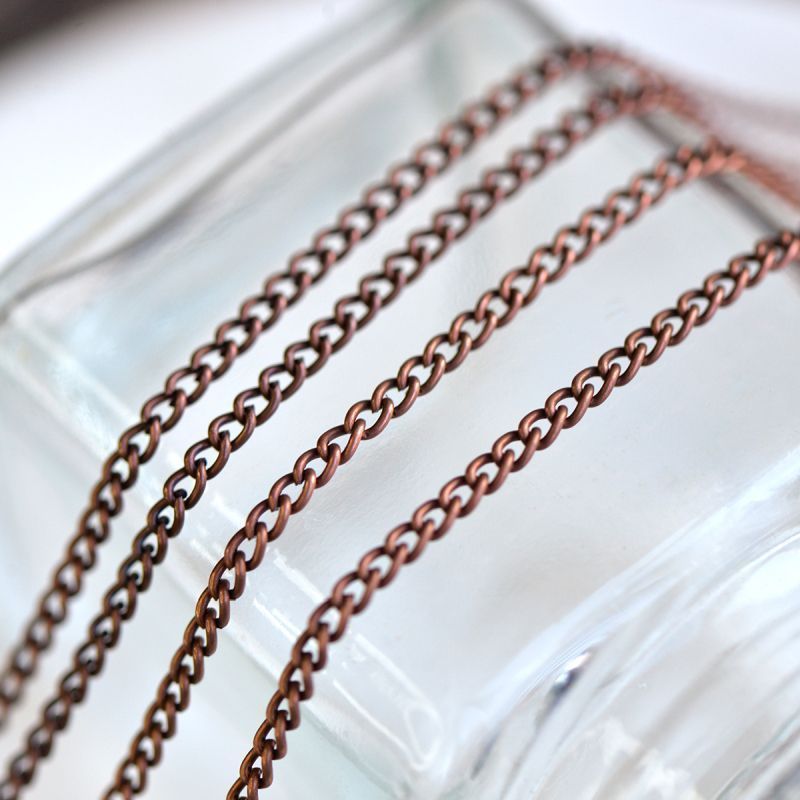 цепочка "твист", цвет красная медь, звено 3х2х0.6 мм