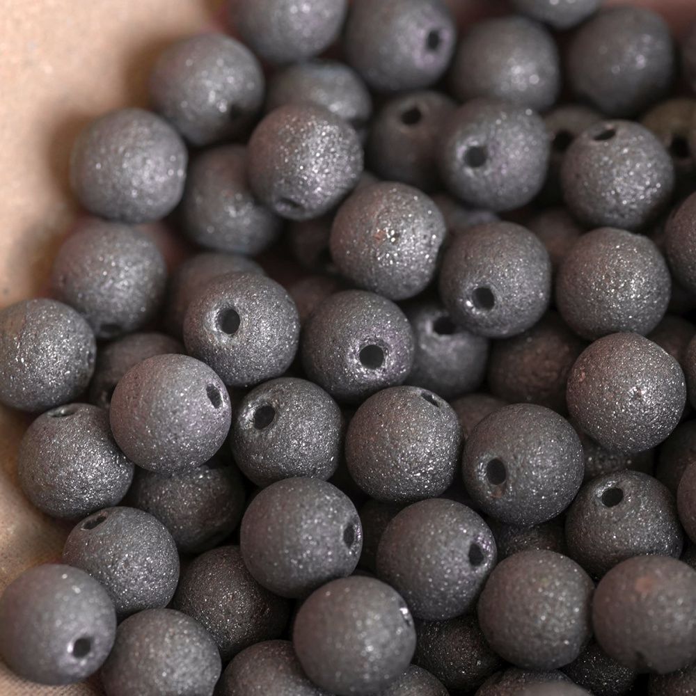 бусина, стекло "лава", цвет темная бронза, 6 мм