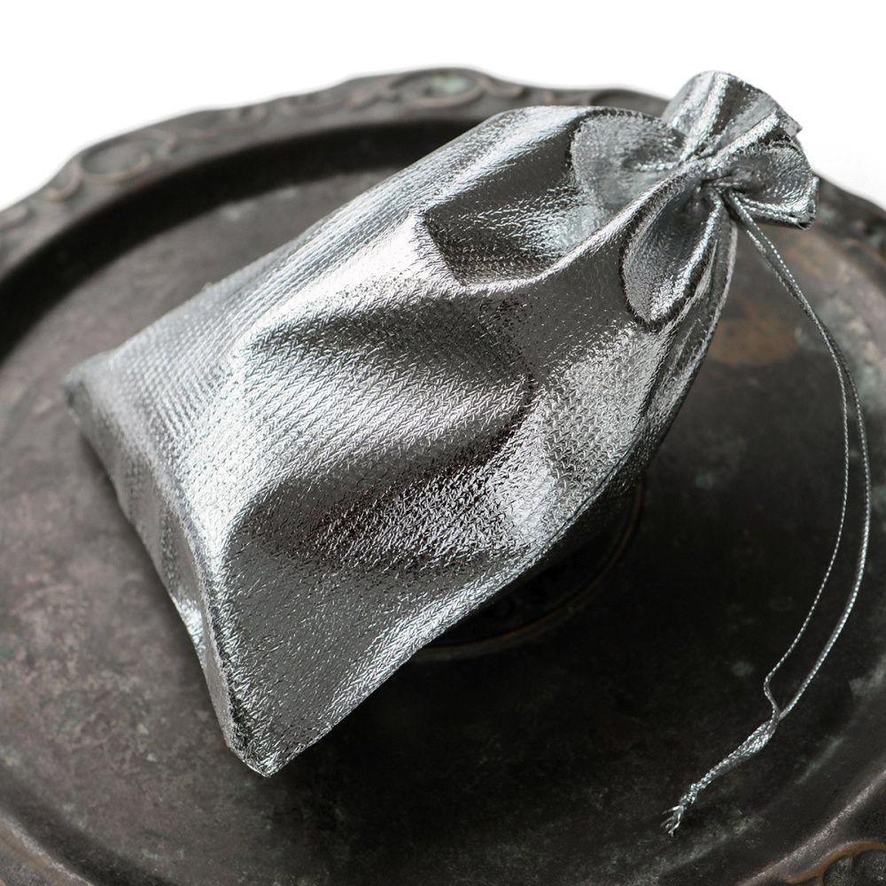 мешочек для украшений, парча, цвет серебро, 18x13 см