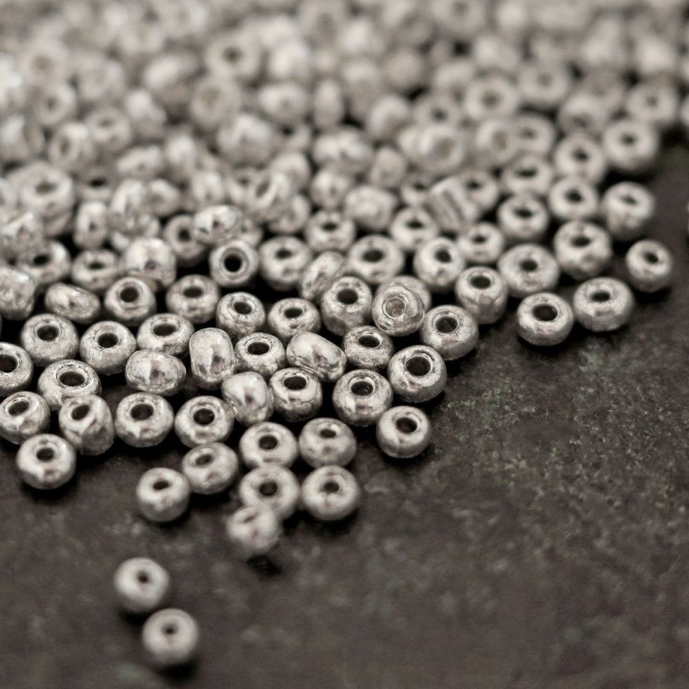 бисер "радуга", цвет металлик платина, 12/0 (уп 7 г)