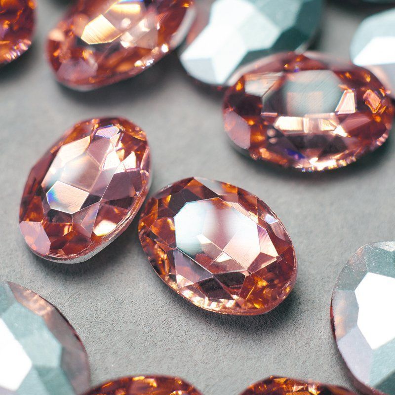 кабошон стекло кристалл, овальный, цвет champagne, 14х10 мм