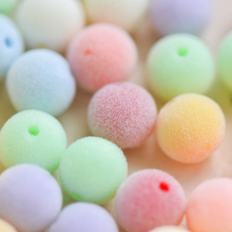 бусина, акрил "пастель-флок", цветовой микс, 10х9 мм