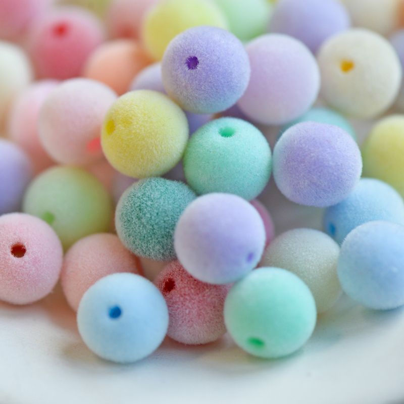 бусина, акрил "пастель-флок", цветовой микс, 10х9 мм