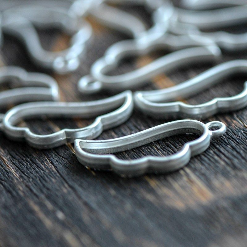 сеттинг-рамка "крыло", цвет матовое серебро, 36x17x3.5 мм