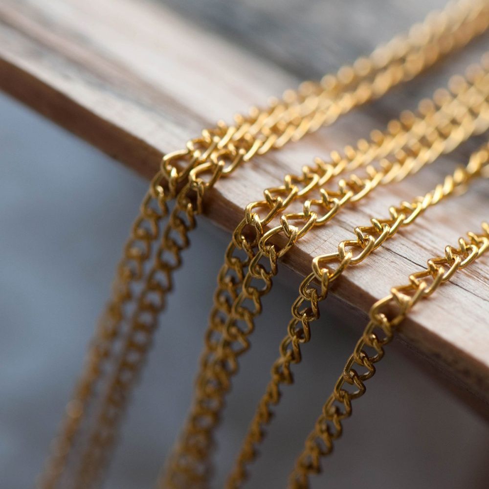 цепочка "твист", цвет золото, звено 3х2х0.6 мм