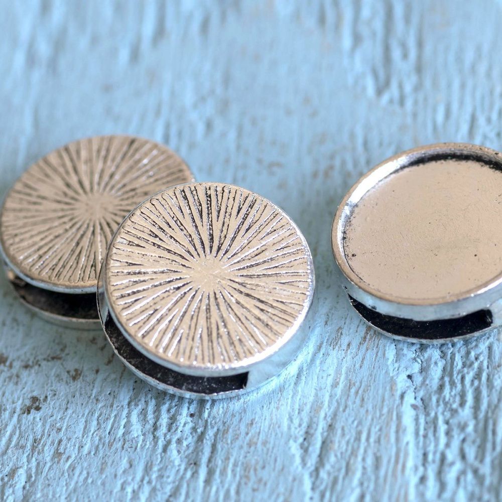 ес бусина, металл "слайдер", цвет античное серебро, 16х5 мм