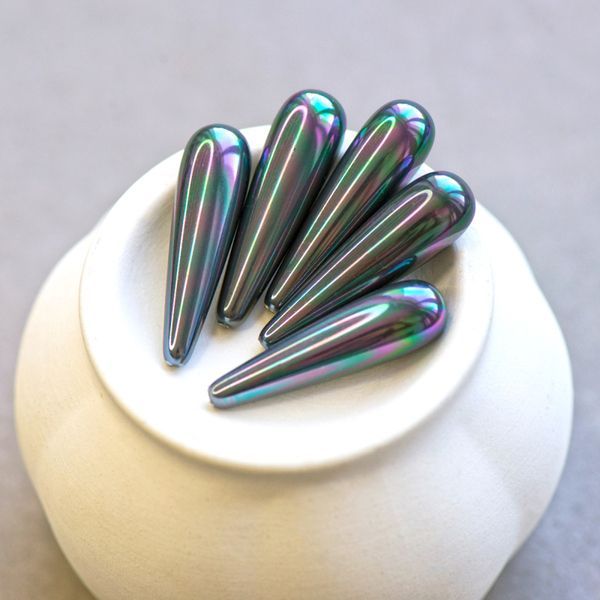 ракушечный жемчуг капля, полупросверленный, черный, 30х8 мм