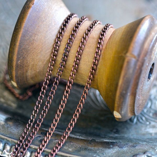 цепочка "твист", цвет красная медь, звено 3х2х0.6 мм