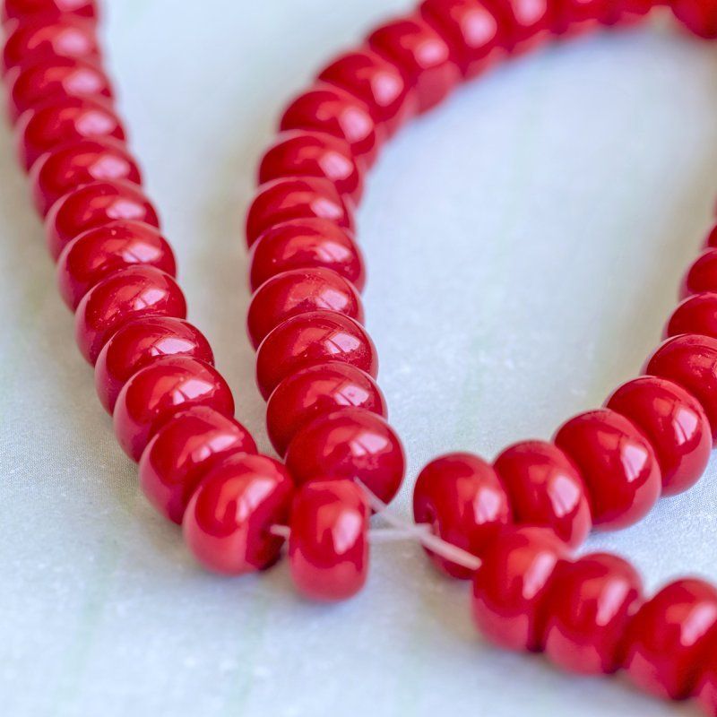 бусина, стекло, абакус, цвет красный, окрашена, 8х5 мм