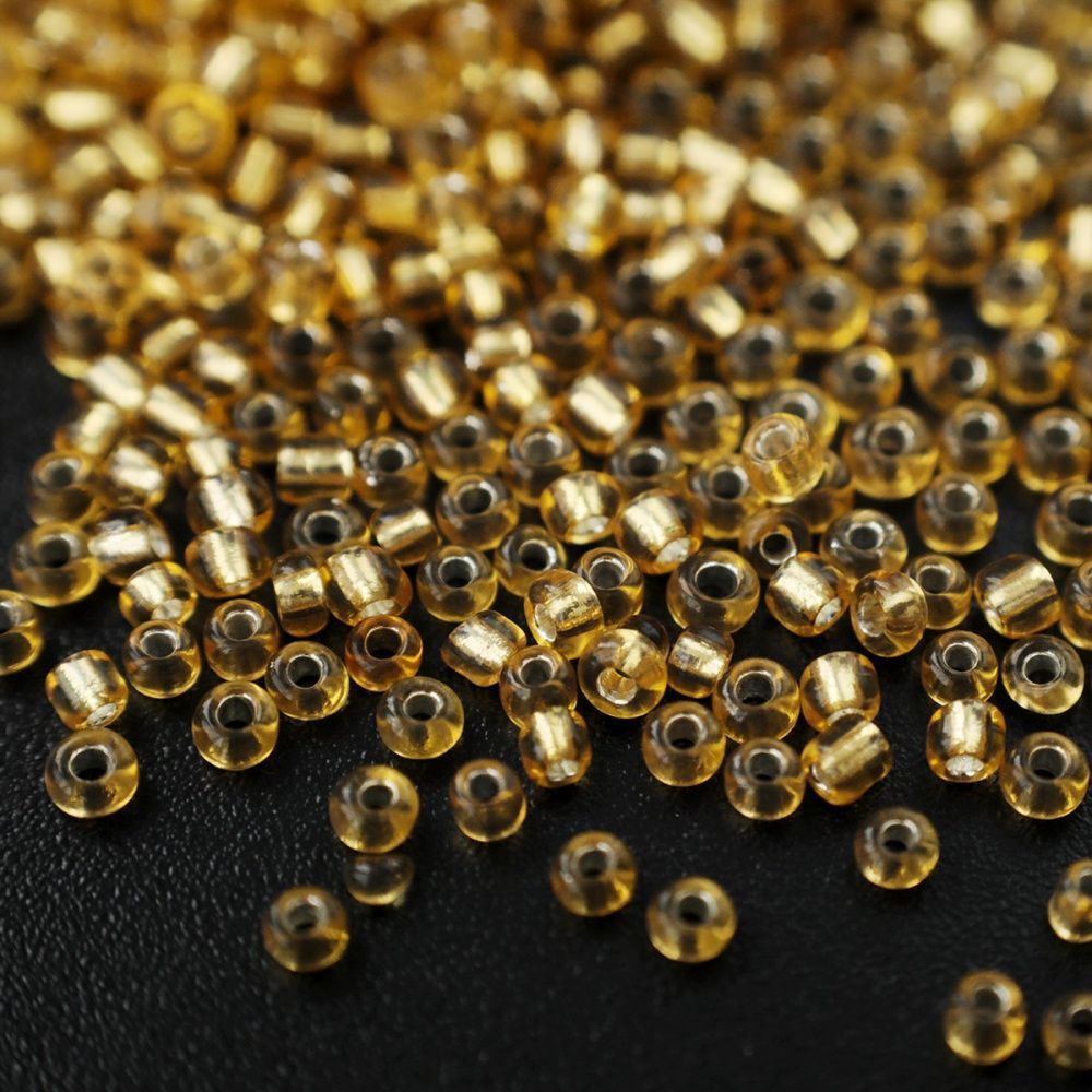 бисер "радуга", цвет медовый/серебрение, 12/0, уп 20 гр