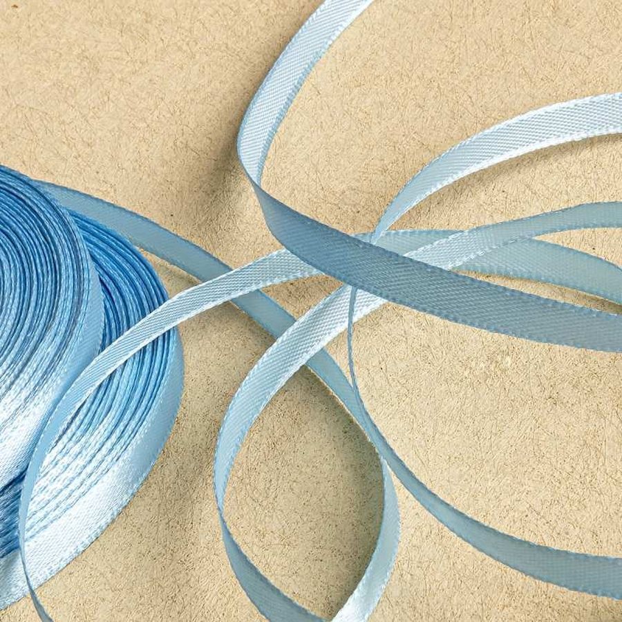 лента, атлас, цвет голубой, ширина 6 мм ленты