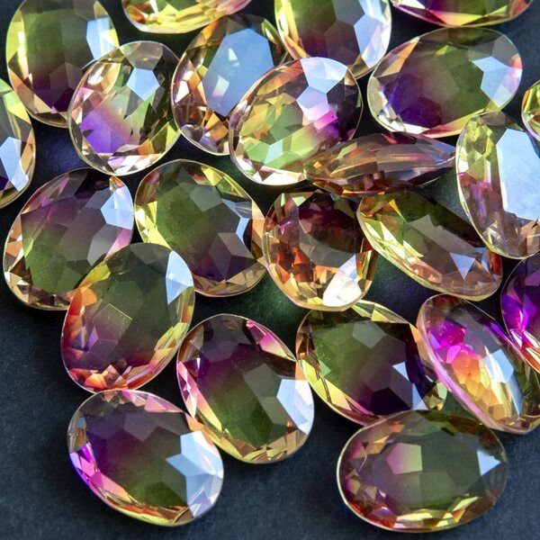 кабошон стекло кристалл, овальный, цвет turmaline #9, 18х13 мм