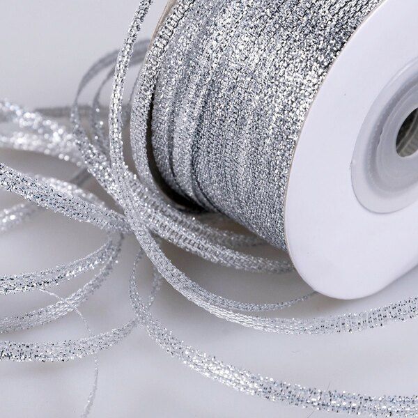 лента парчовая, цвет серебро, ширина 3 мм