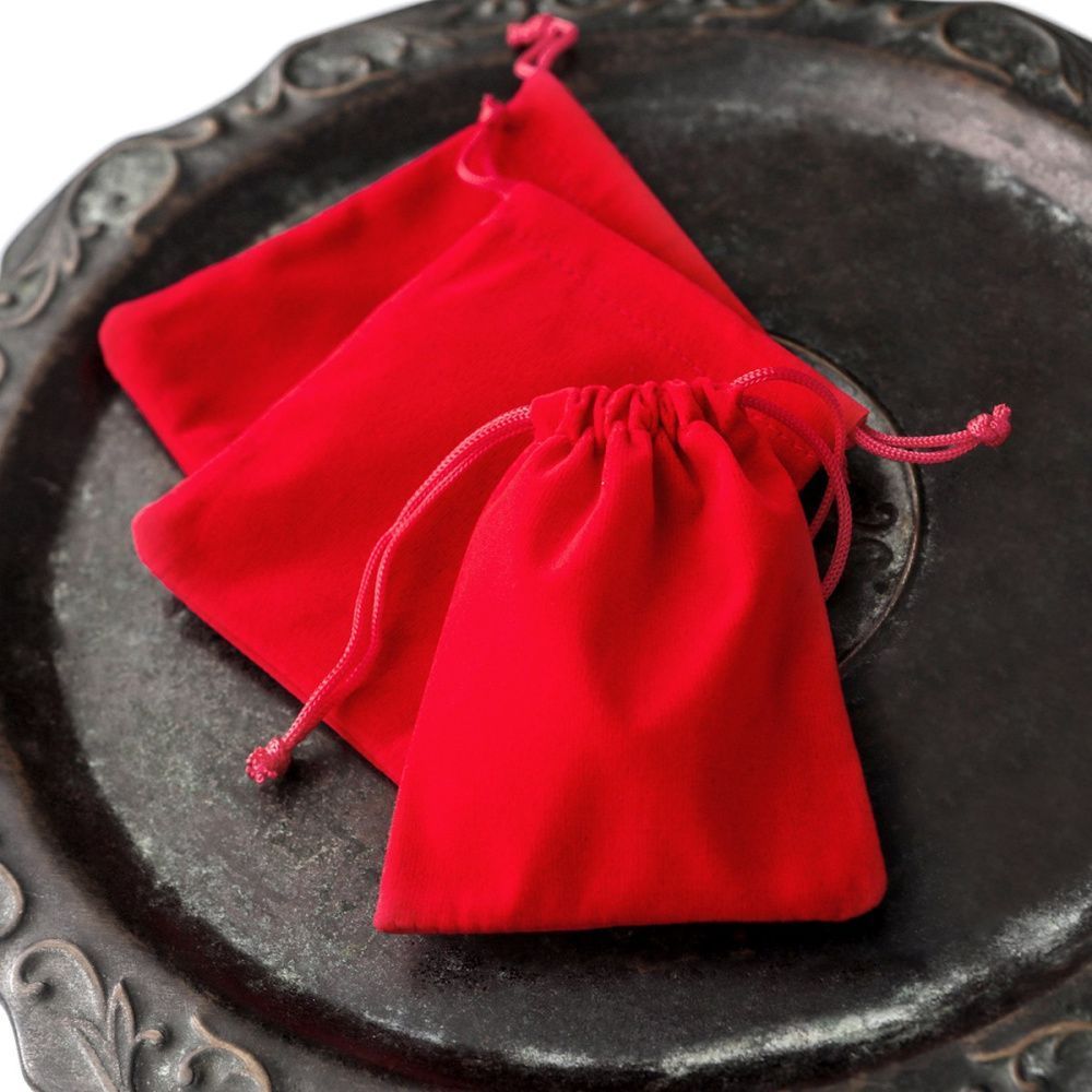 мешочек для украшений, бархат, цвет красный, 10x8 см