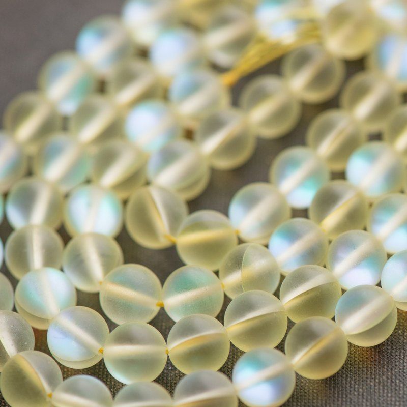 бусина, стекло "лунный камень", цвет шампанское, 8 мм