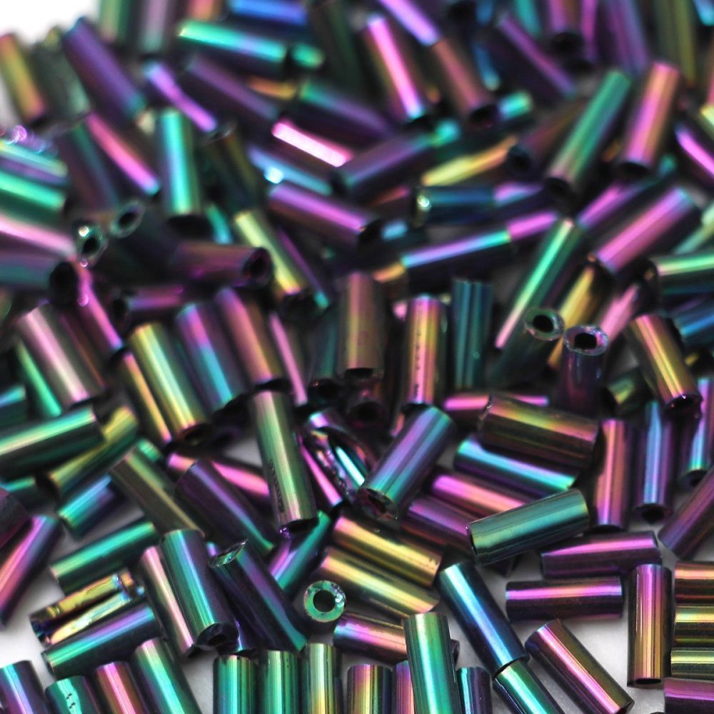 бисер "радуга", стеклярус, цвет бензиновый ирис (уп 7 г)