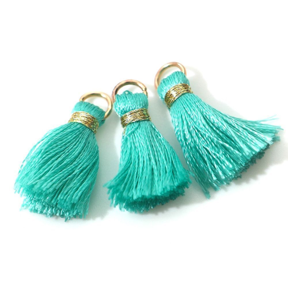 кисточка, нейлон/латунь, цвет тиффани, 23-27x5 мм