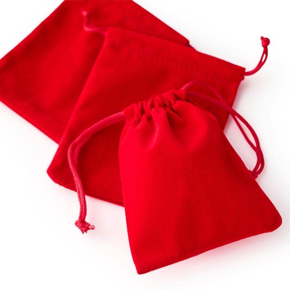 мешочек для украшений, бархат, цвет красный, 10x8 см