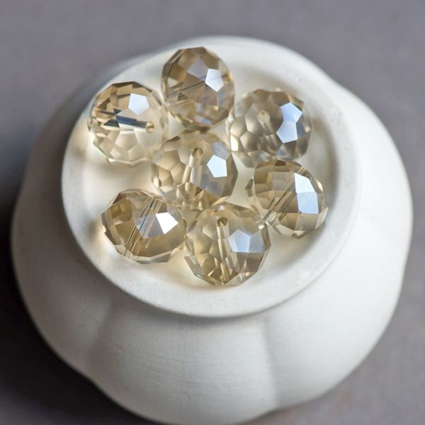 бусина, стекло абакус 14, граненая, цвет шампанского, 14х10 мм