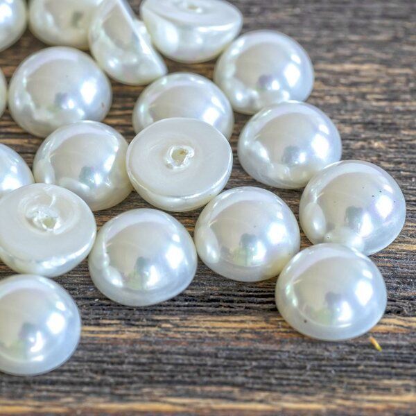 ракушечный жемчуг кабошон круглый, цвет белый, 10х6 мм