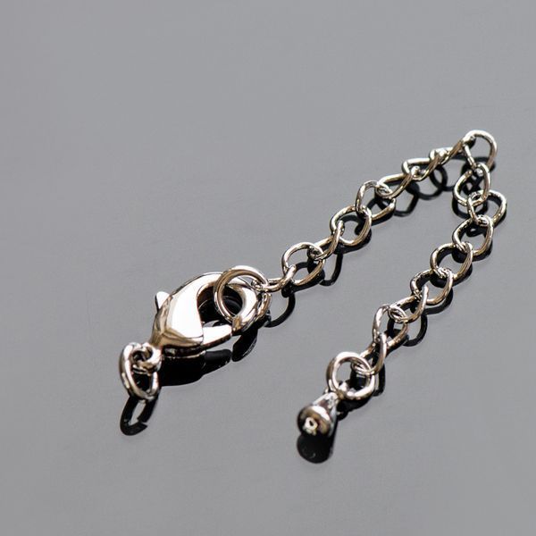 Замочки замочек-лобстер с удлинителем, покрытие платина, 12x7x3 мм