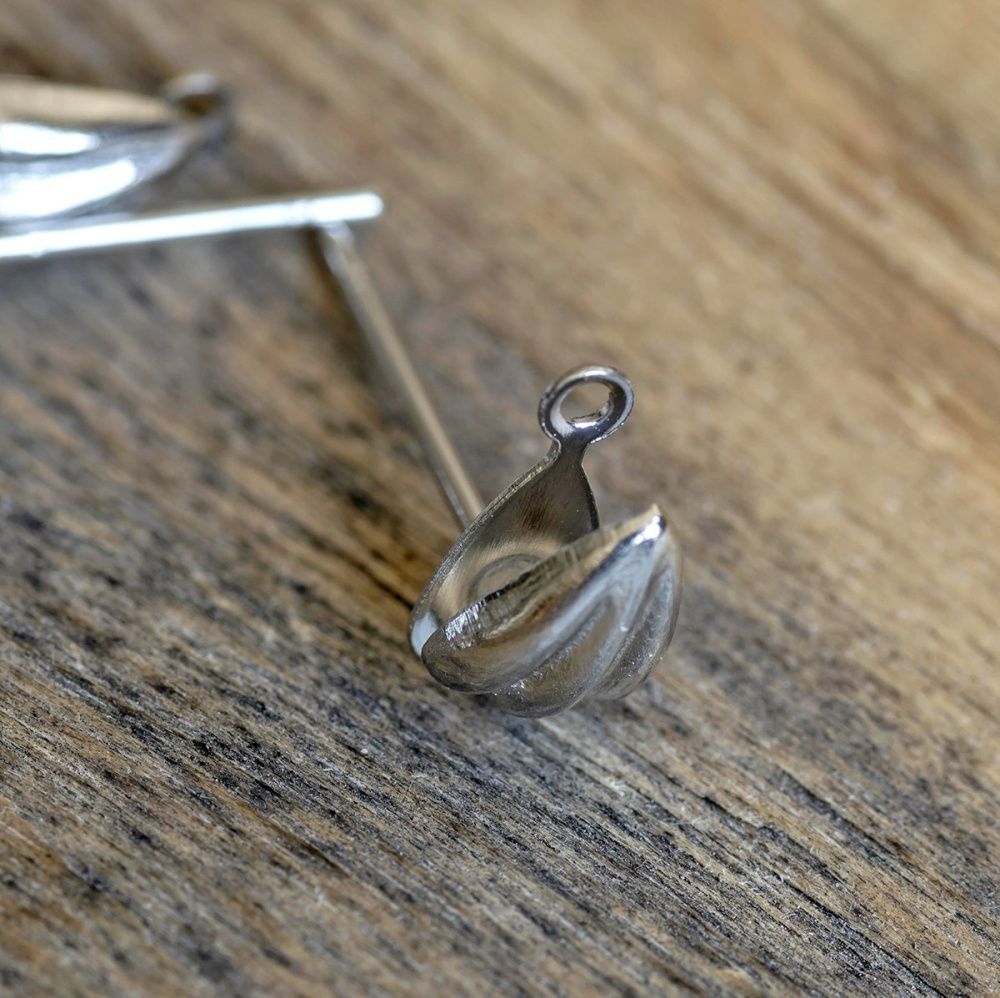 пуссеты "ракушка", цвет платина, 15х9х5 мм