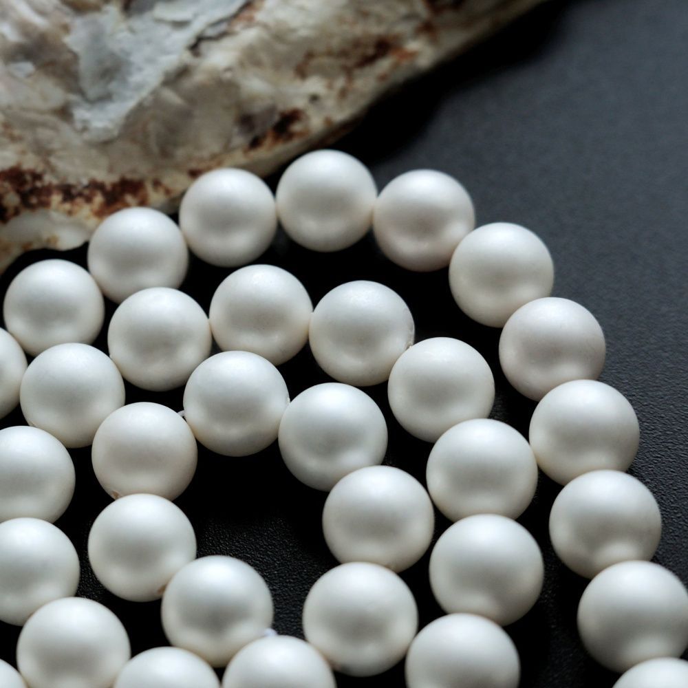 ракушечный жемчуг круглый, матовый, цвет молочный, 10 мм