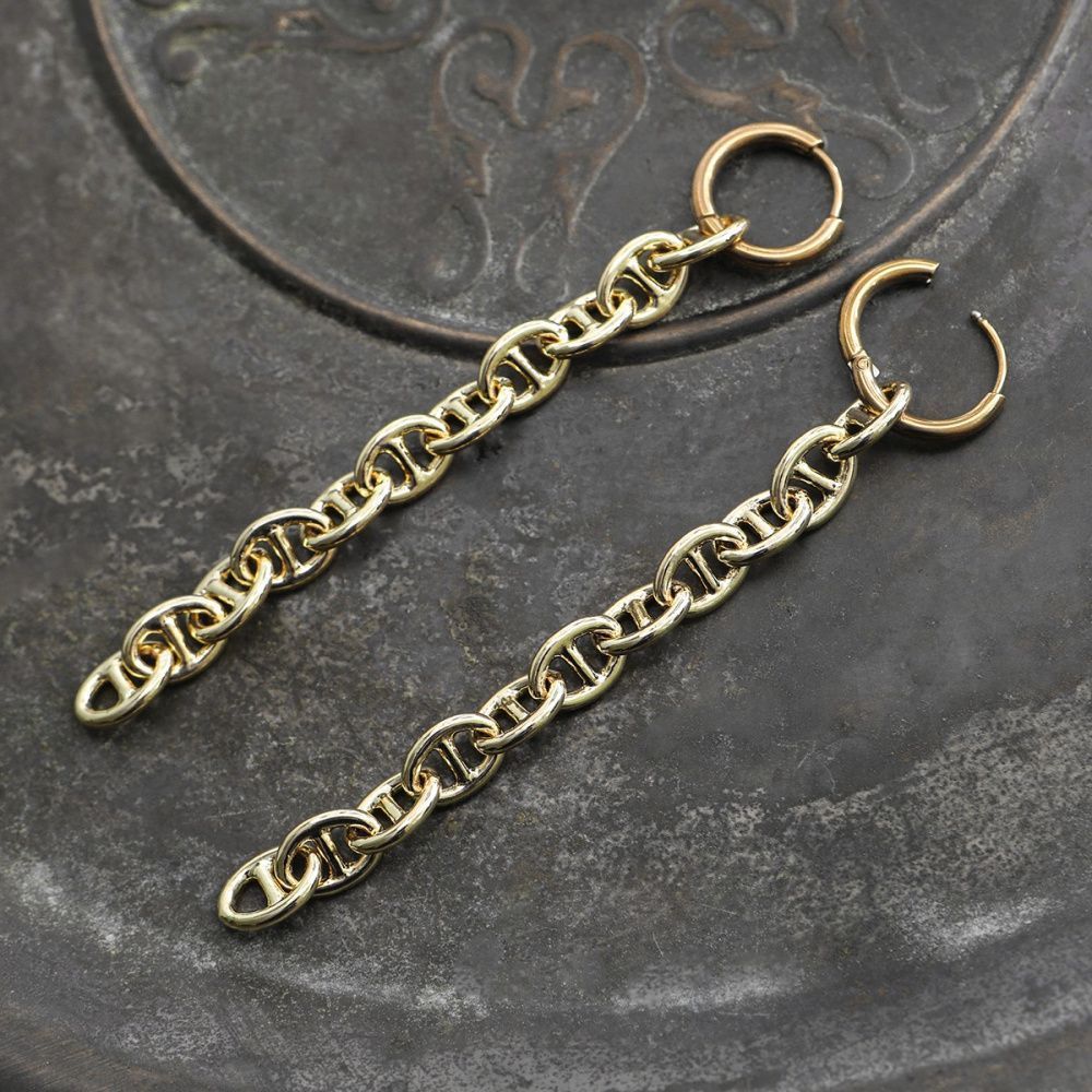 швензы "якорная цепь", сталь гипоаллергенная, цвет золото, 83 мм 