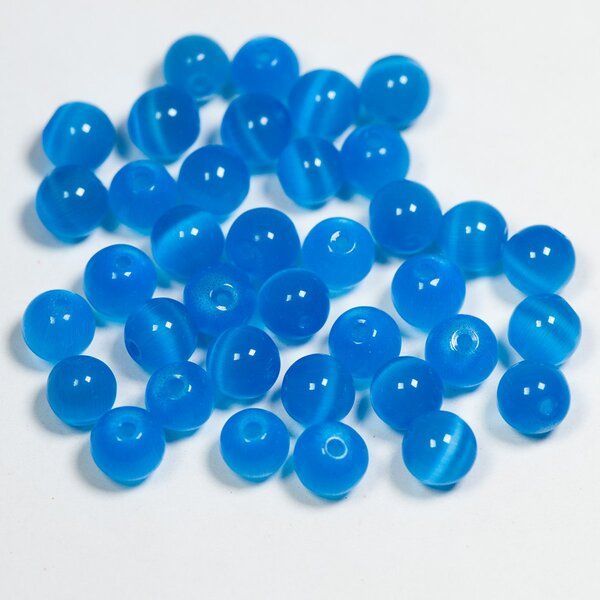 бусина "кошачий глаз", стекло, цвет синий, 5 мм