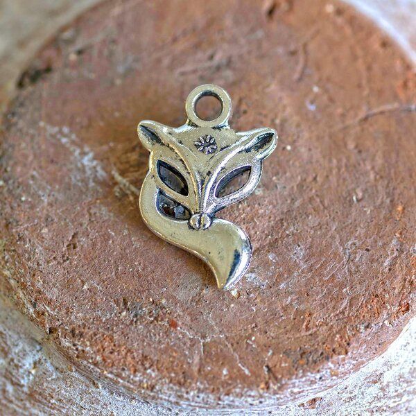 подвеска металлическая "лиса", цвет античное серебро, 20х14х3 мм