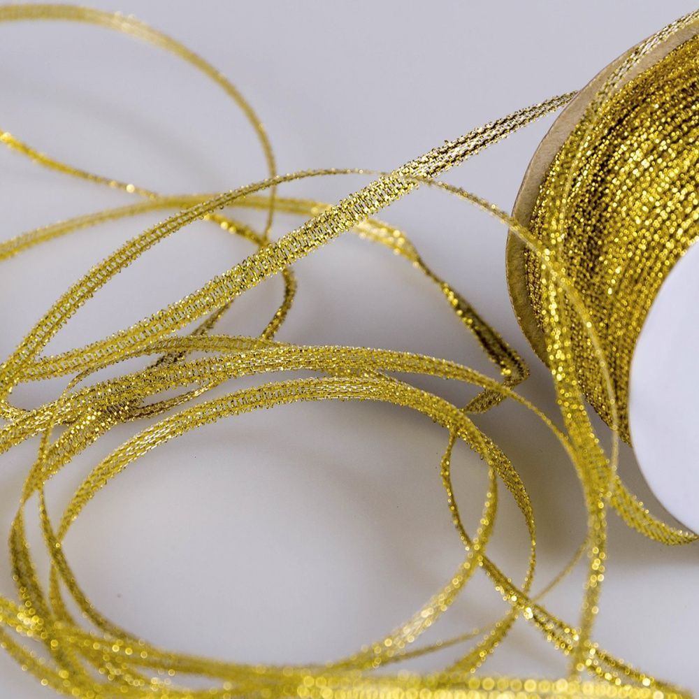 лента парчовая, цвет золото, ширина 3 мм