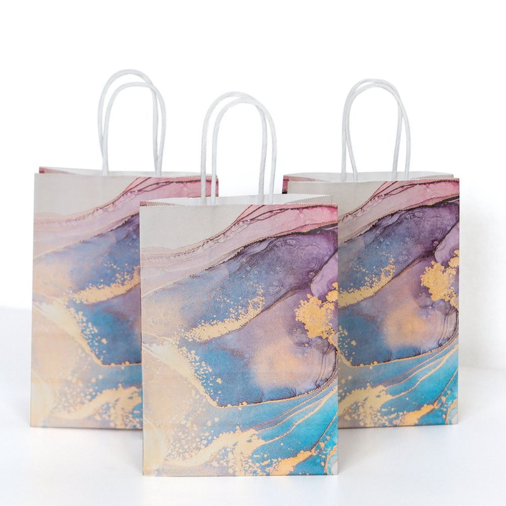 пакет подарочный "эбру", бумага, сиреневый, 15x8x21 см