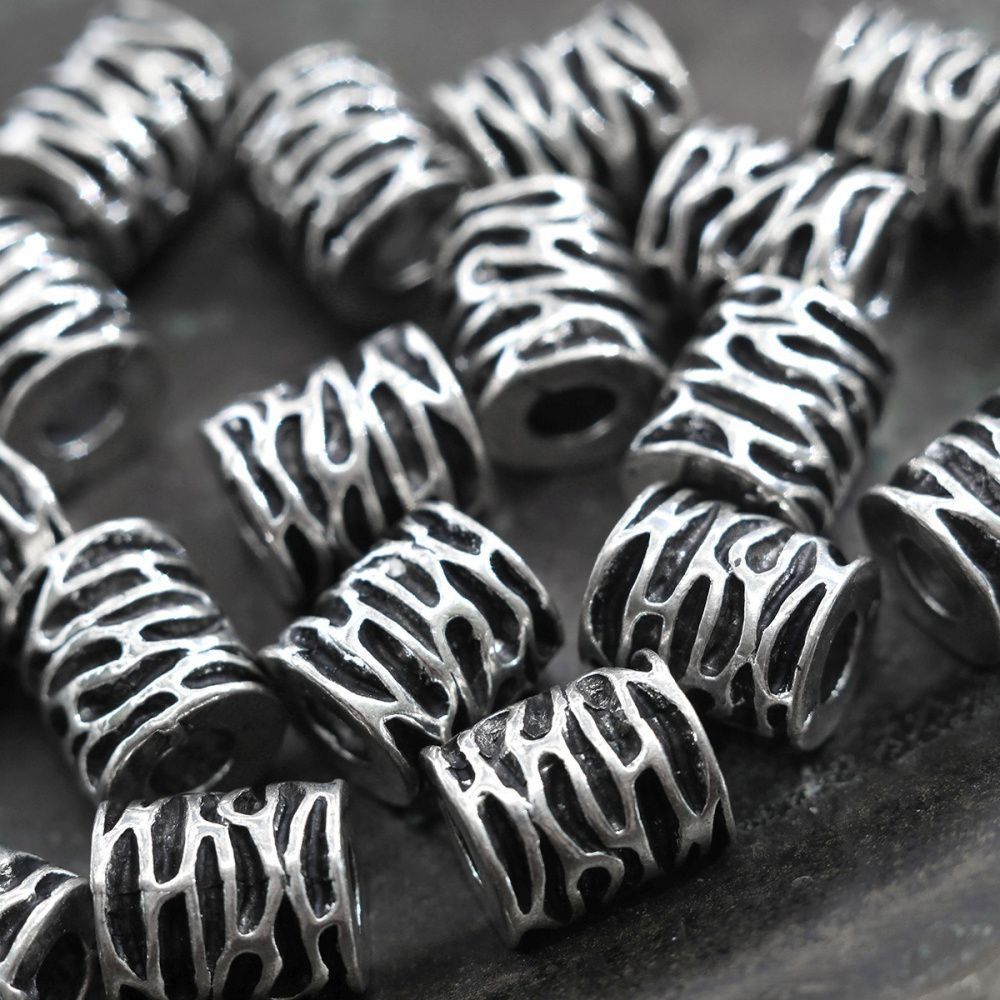 ес бусина металл "фолд", цвет античное серебро, 10x9x8.5 мм