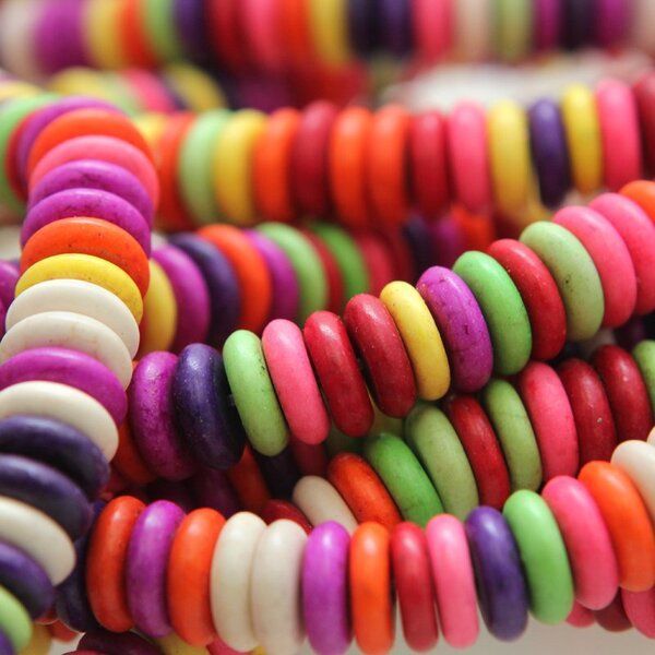 бусина говлит синтетический "хейши", плоская, цветовой микс, 10х3 мм