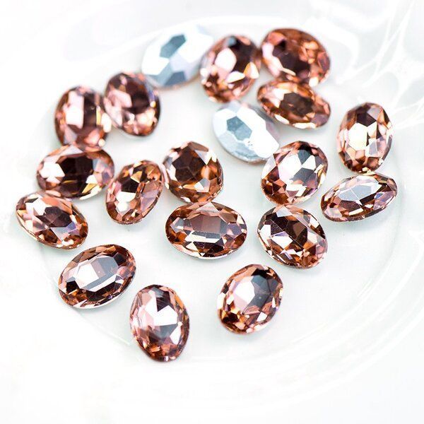 кабошон стекло кристалл, овальный, цвет champagne, 14х10 мм